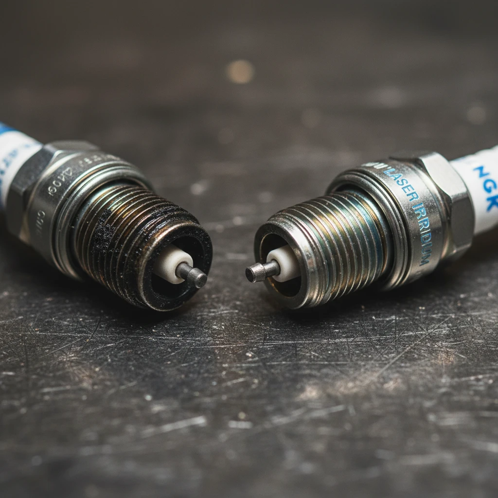 Fouled vs New NGK Laser Iridium Spark Plugs RX8